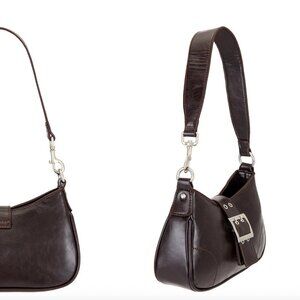 Revolve Petit Moments Buckle Shoulder Purse Bag in Brown